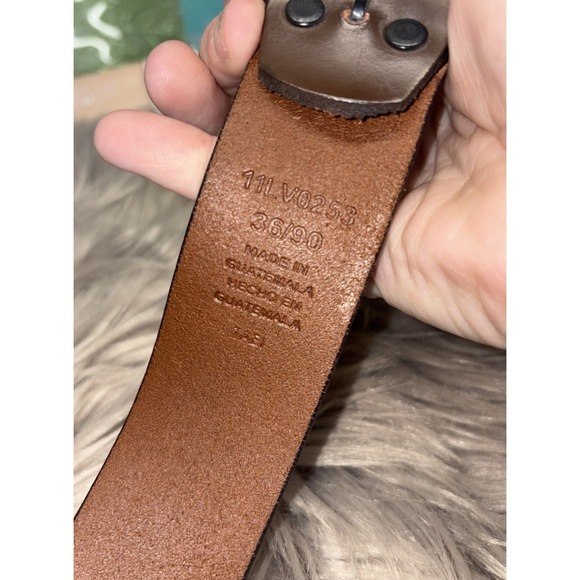Levi Strauss Leather Brown Belt and Brass Buckle Mens Size 36